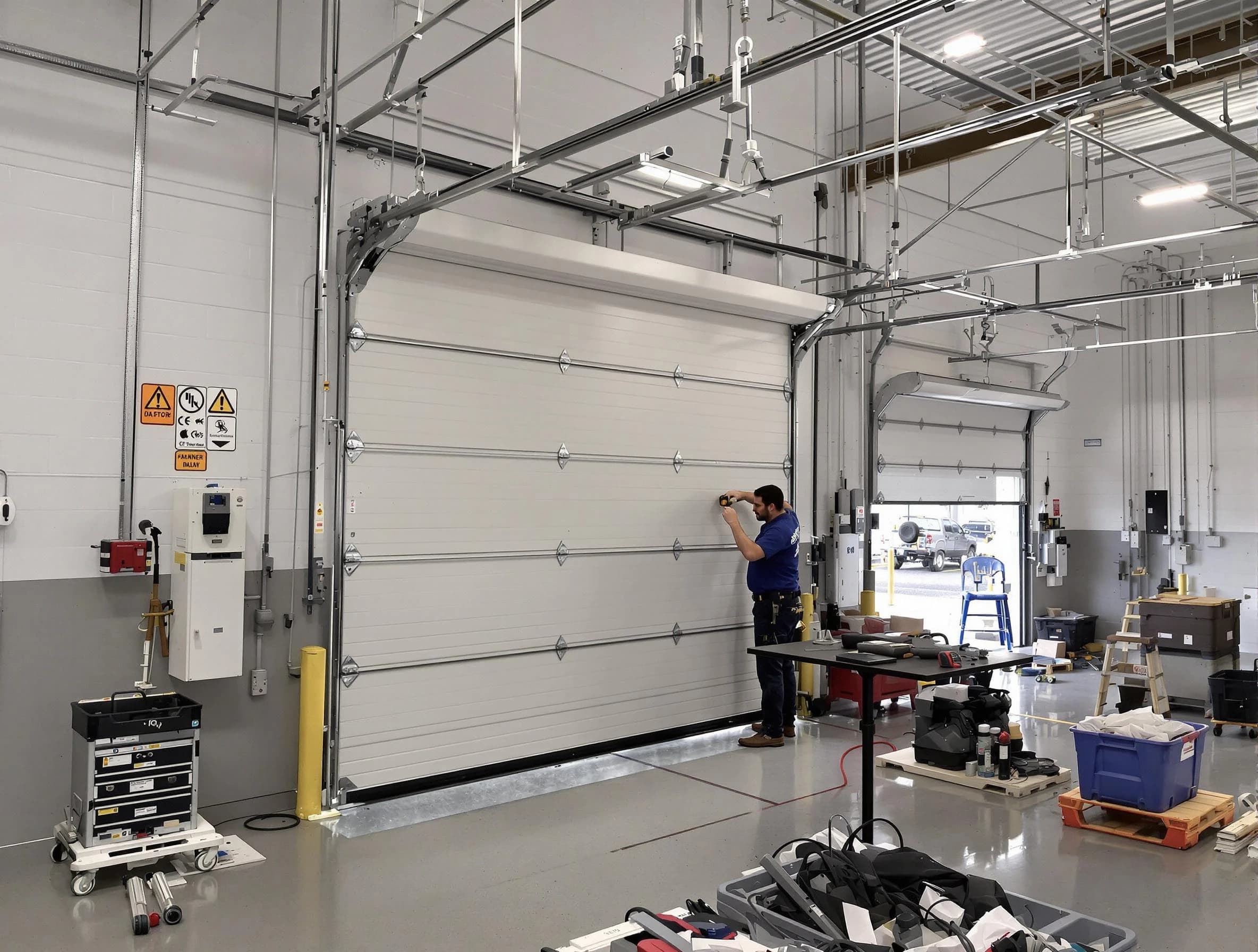 Commercial garage door repair being performed by Lebanon Garage Door Repair expert in Lebanon