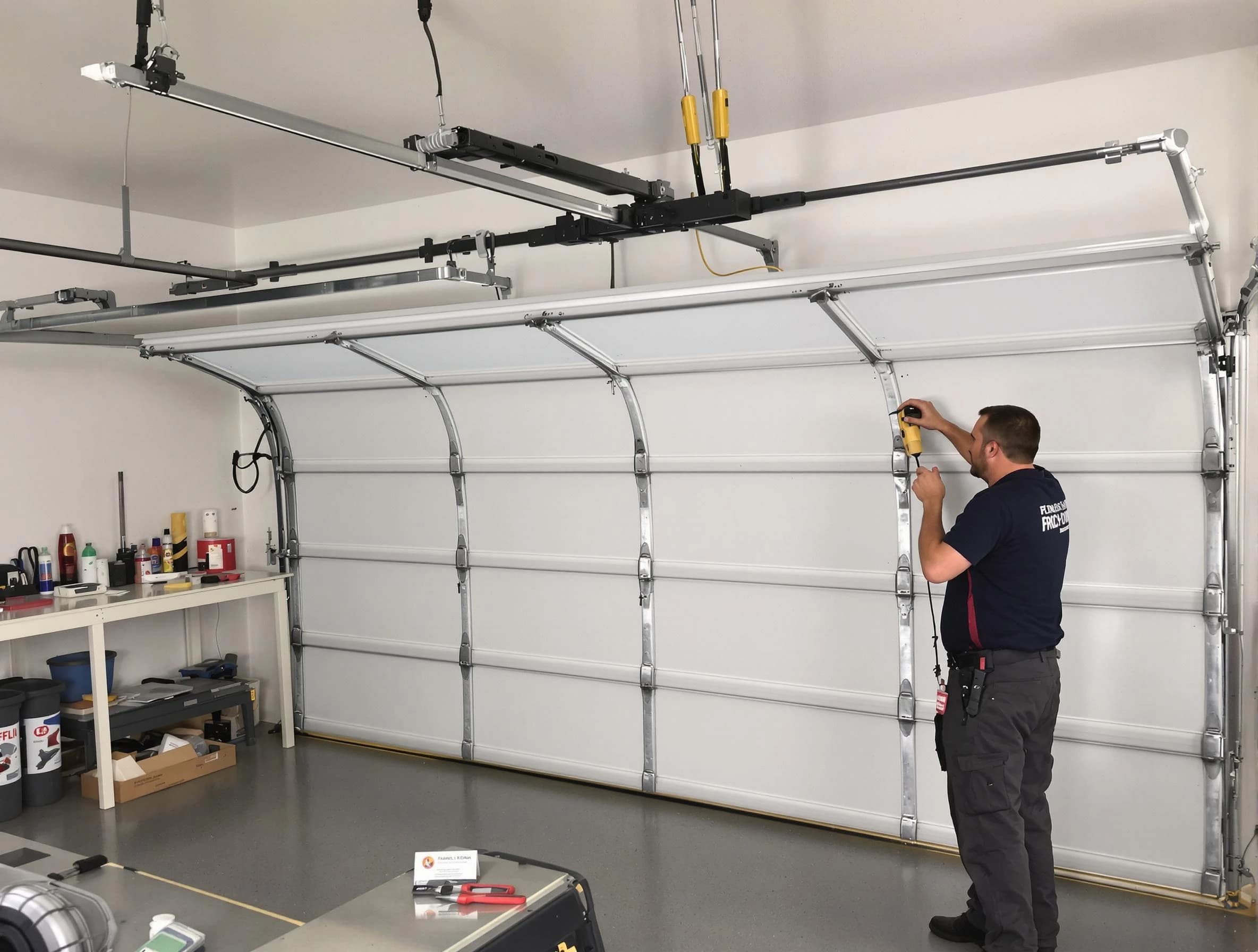 Lebanon Garage Door Repair certified technician performing overhead door system repair in Lebanon