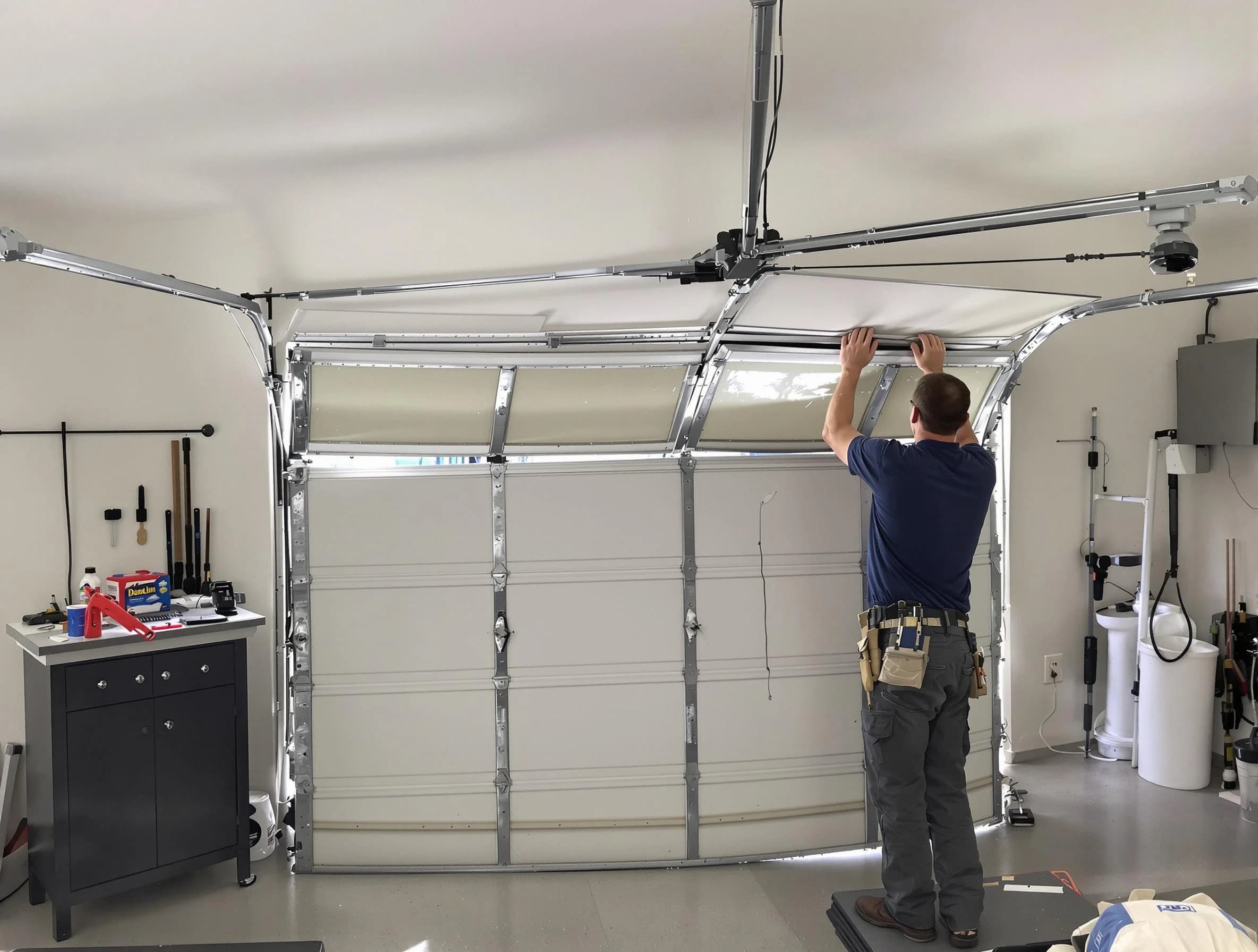Lebanon Garage Door Repair specialist performing precise section replacement on Lebanon garage door