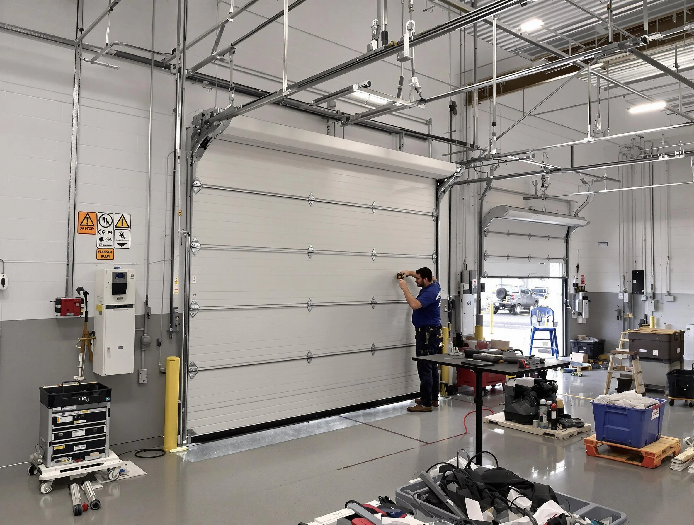 Commercial garage door repair being performed by Lebanon Garage Door Repair expert in Lebanon