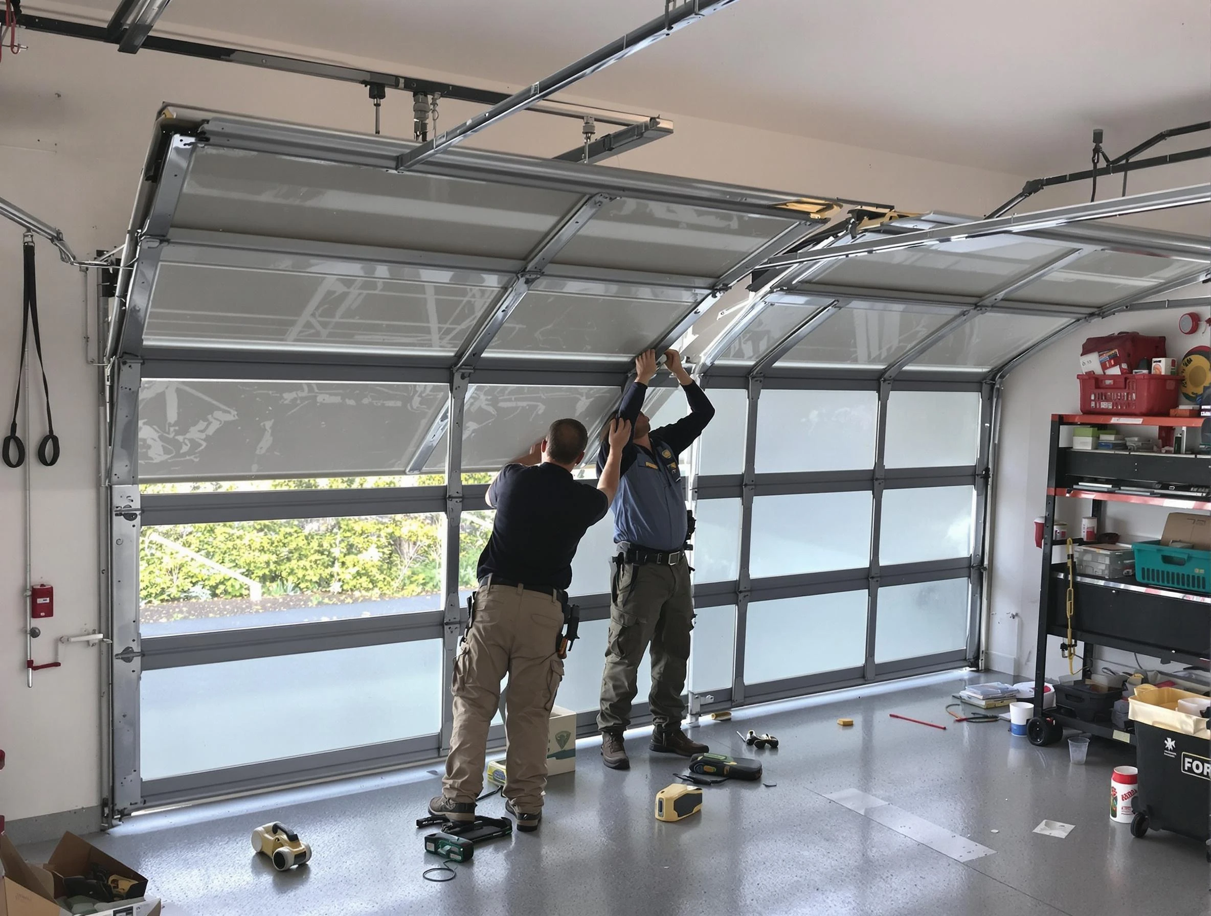 Lebanon Garage Door Repair expert performing precise panel replacement on Lebanon garage door