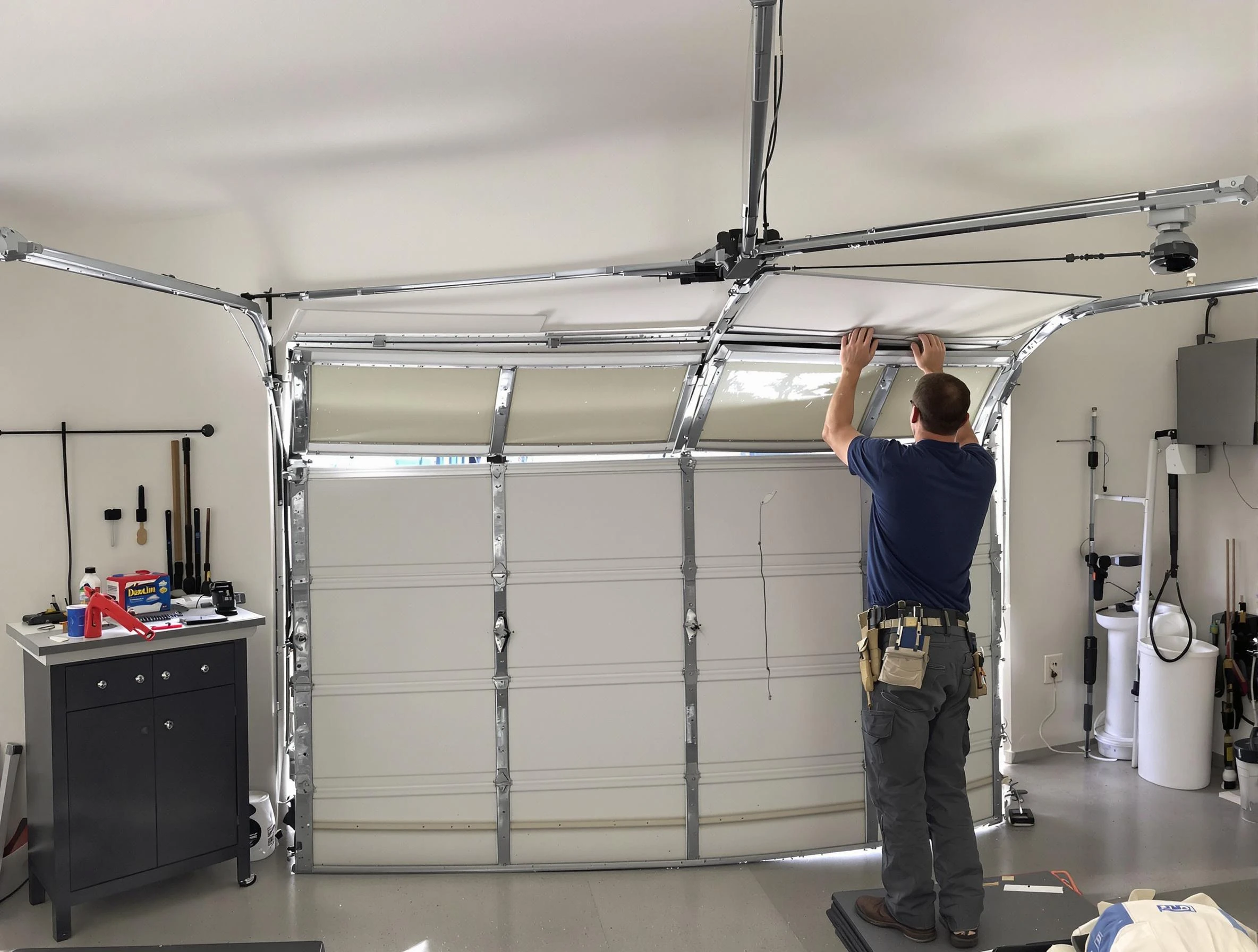 Lebanon Garage Door Repair specialist performing precise section replacement on Lebanon garage door